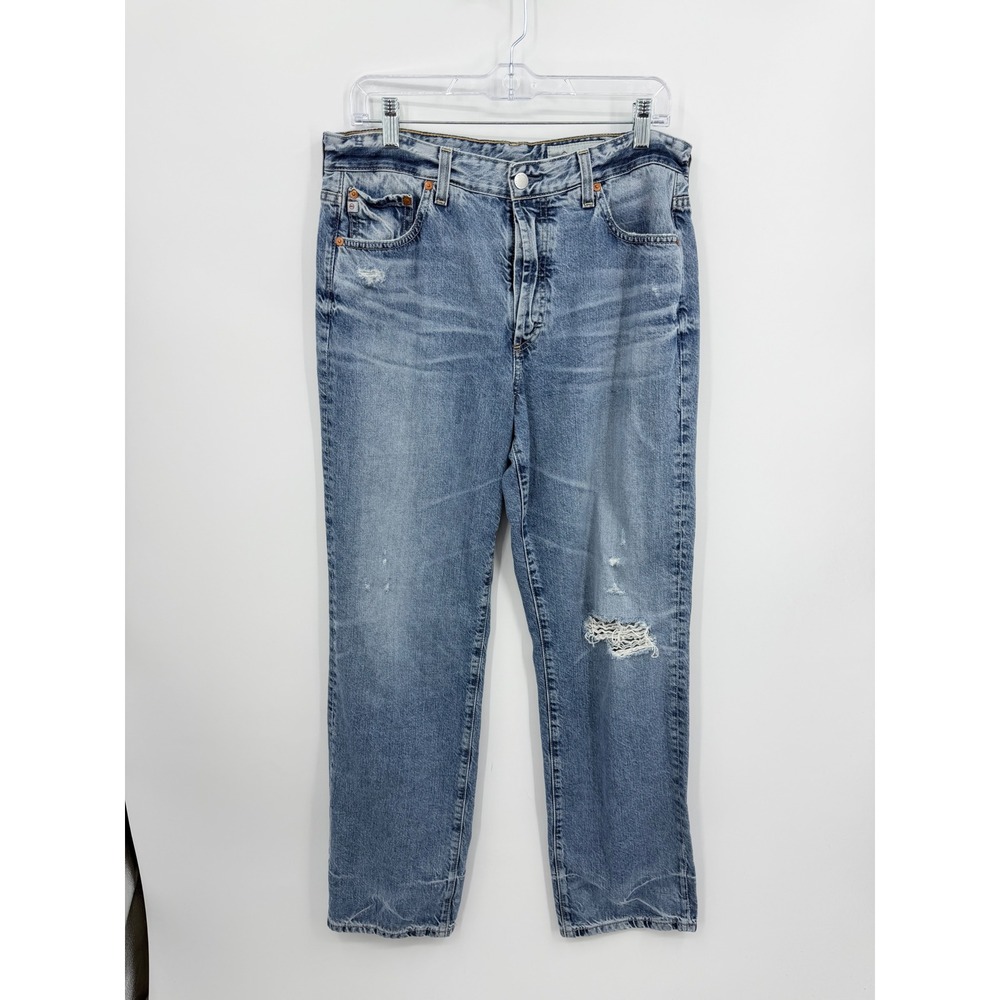 AG Alexxis High Rise‎ Vintage Straight Jeans Womens 32R Blue Distressed